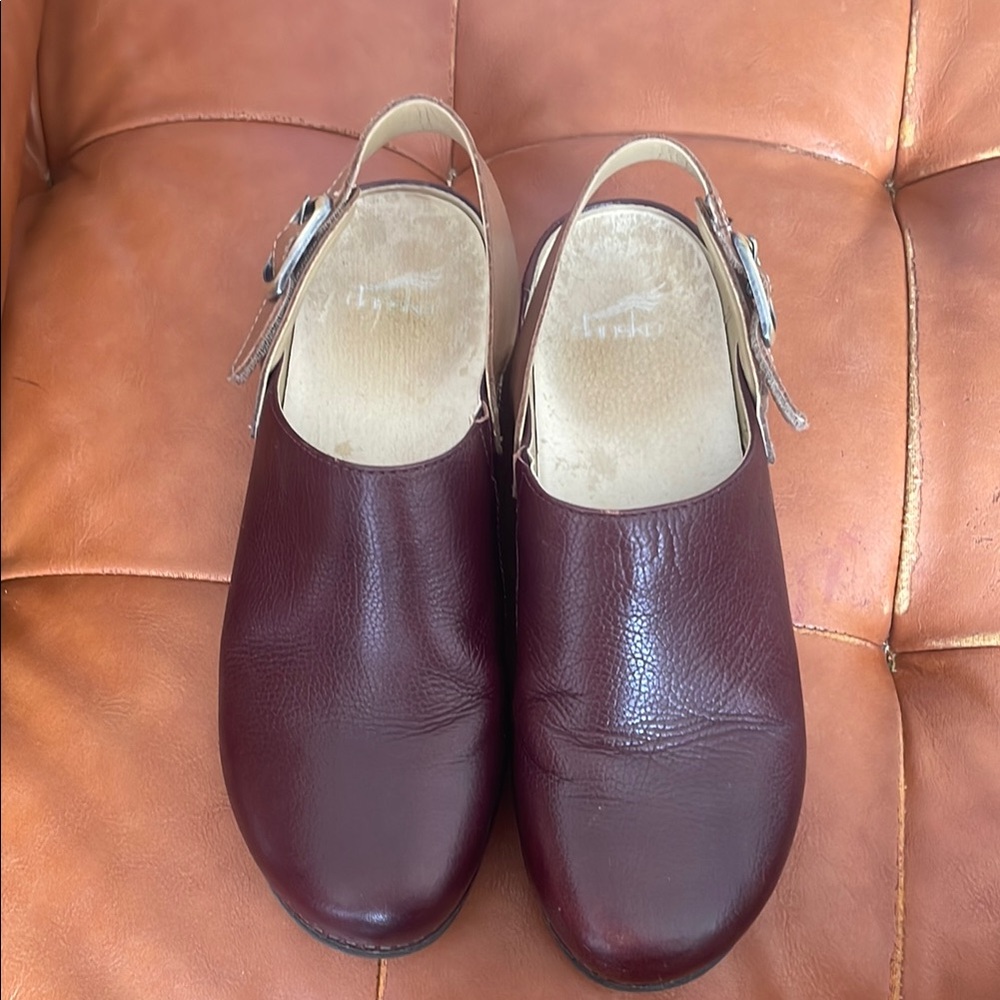 Dansko Burgundy Leather Mules